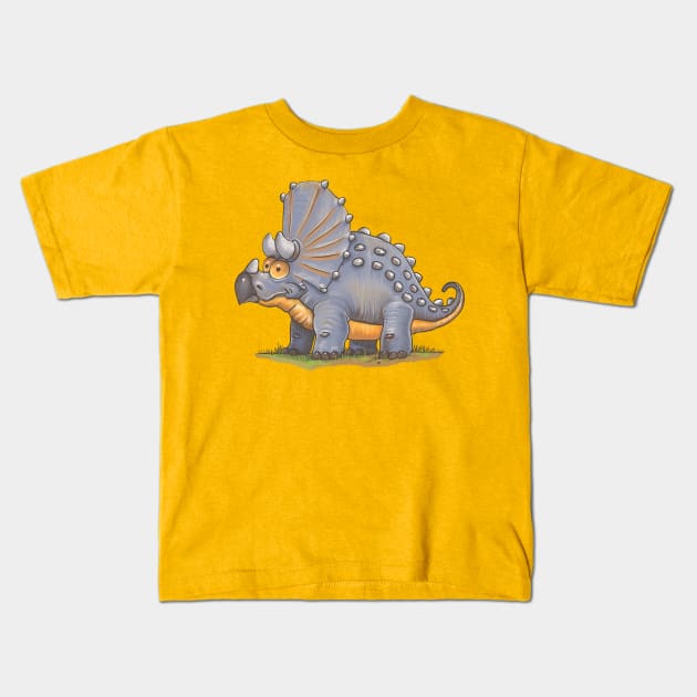 Triceratops Kids T-Shirt by Artofokan